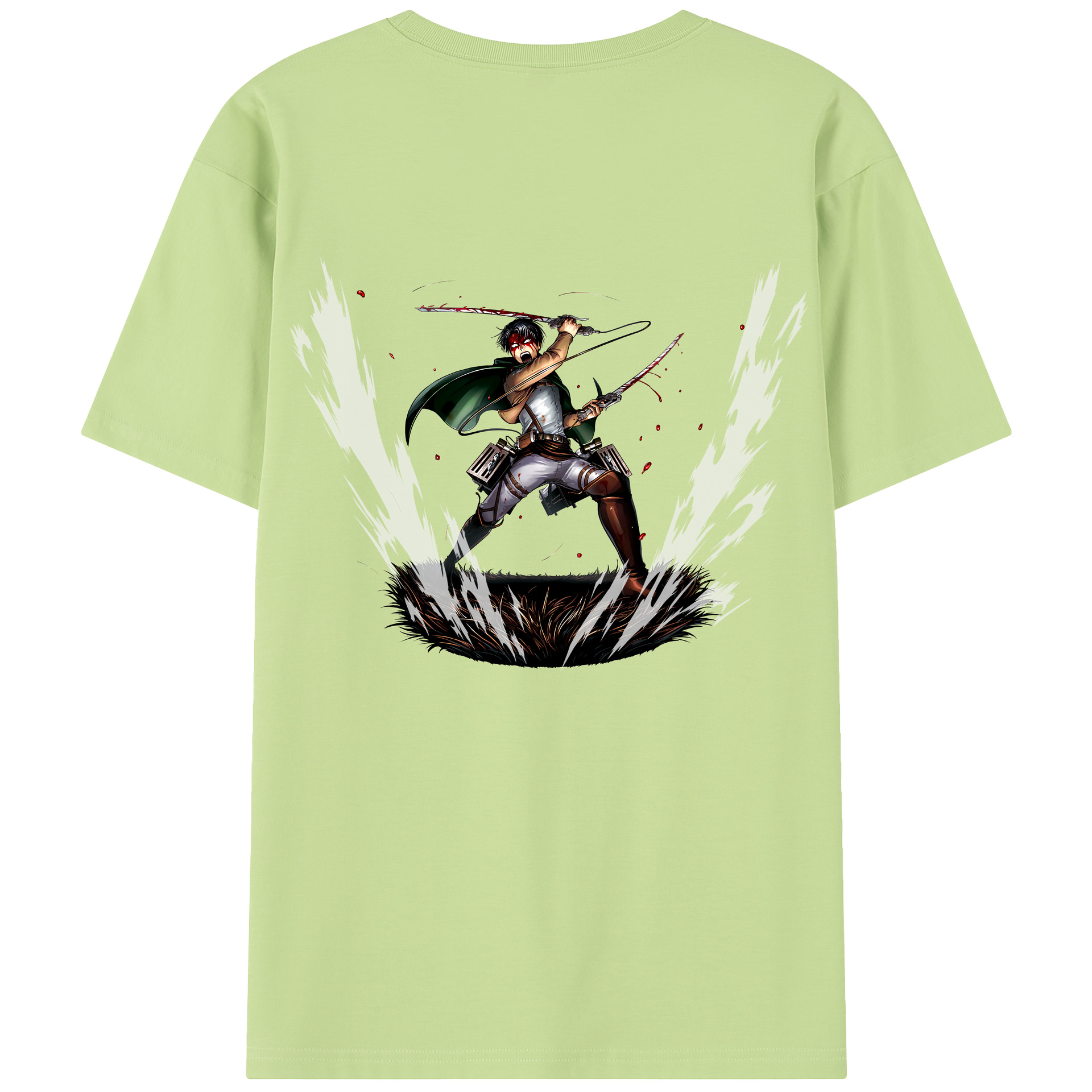 （画像用） 進撃の巨人 リヴァイ·アッカーマン Attack on Titan Levi Ackerman 綿100％半袖Tシャツ（背面プリント）